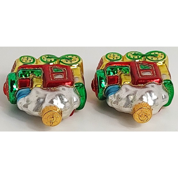2 Vintage Handcrafted Glass Train Locomotive Engine Train Ornaments - Picture 6 of 6